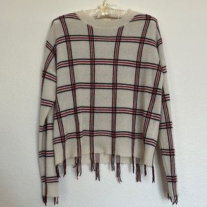 Aqua Cashmere Distressed string sweater